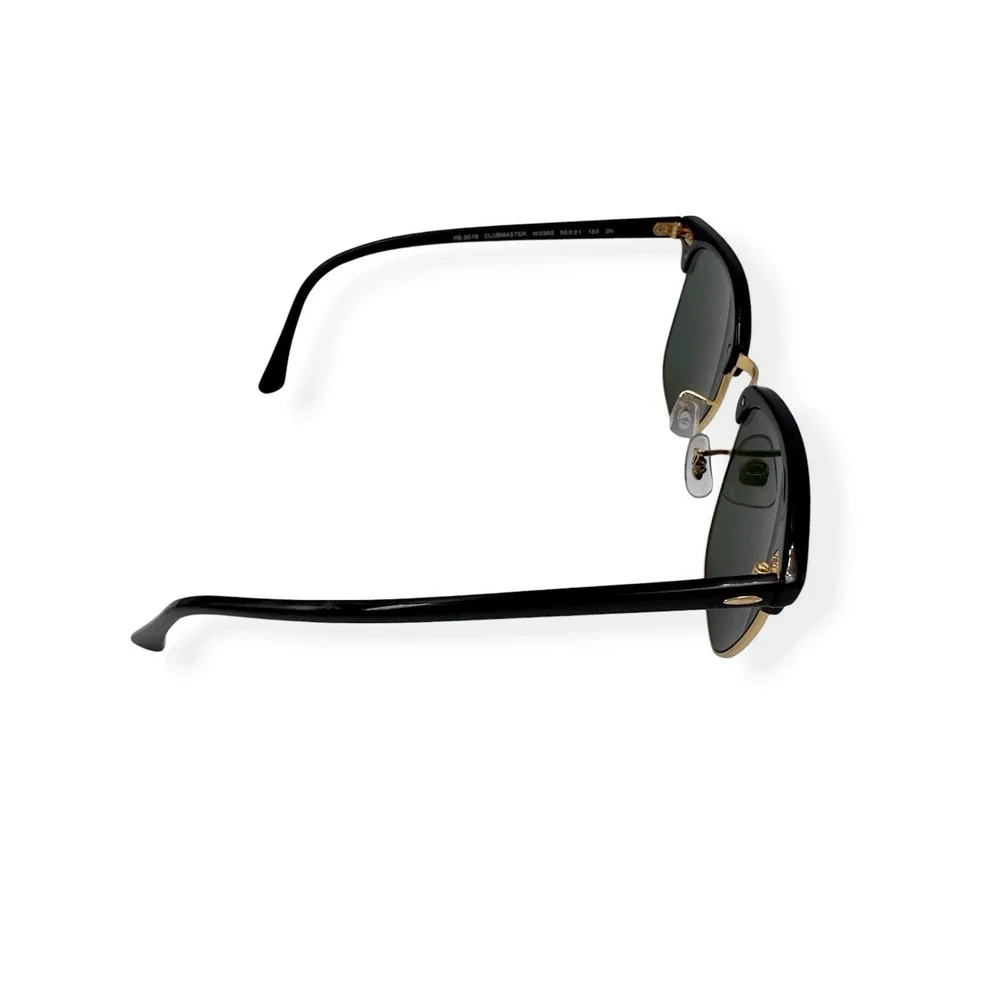 Ray-Ban Clubmaster Sunglasses Mens Black Green Square 55mm RB3016 W0365 Italy
